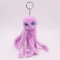 Detailed view of purple plush octopus keychain with soft tentacles and metal ring - 18cm / Light Purple