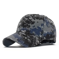 Detail view of digital camouflage baseball cap in grey and blue pixels with curved brim - Adjustable / Digital Urban Camo