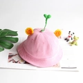 Pink corduroy kids bucket hat with cute seedling and ear details for 3-8 years - Adult 57-58cm / Pink (Sprout)
