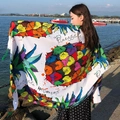 Ethnic style cotton linen beach scarf with vibrant pineapple print for seaside vacation - 180cm / Color Pineapple Print Beach Style (L167)
