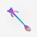 Rainbow stainless steel coffee spoon with cute bear handle on white background - Bear / Multicolor