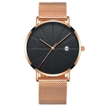 Schwarzes Zifferblatt Roségold-Gehäuse Roségold-Mesh-Band