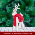 Figurine de renne de Noël en feutre faite main avec écharpe rouge et broderie - Style 8 (Renne blanc avec sac de broderie rouge)