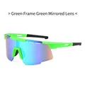 Gafas de sol deportivas con montura verde neón y lentes de espejo iridiscentes - Marco Verde Lente Espejo Verde