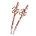 Set of two gold bow hair clips with champagne and brown crystal rhinestones - Pair Clip / 207 Champagne