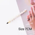 Elegant 7CM gold metal hair clip featuring polished white faux pearls in a row - 6mm Pearl Bobby Pin