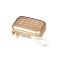 Mini rose gold rectangular hardshell case with stripe design and wrist strap - Gold