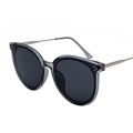 Occhiali da sole retrò oversize con montatura grigia e stanghette in metallo argento - Montatura Grigia Trasparente Lenti Grigie