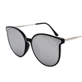Classic black oversized sunglasses with silver mirrored lenses and metal rivets - Black Frame Silver Mirrored