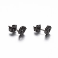 Détail des boucles d'oreilles clous en acier noir en forme d'œil et cils géométriques - Noir