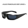 Lunettes de soleil Y2K futuristes noires avec verres gris foncé pour un style techwear - Monture Noire Verres Noir Gris