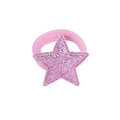 Pink glitter star hair tie for girls featuring a thick elastic band and sewn edges - 6# Pink Star