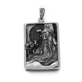 Colgante retro de acero inoxidable con guerrero Guan Yu y relieves de dragones - Estilo de Relieve de Dragón Guan Yu (KP57651-BD)
