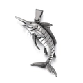 Punk Silber Edelstahl Segelfisch Anhänger mit detaillierter Schuppen und Flossen Textur - Nur Fächerfisch-Anhänger (KP57654-BD)