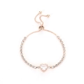 Elegant rose gold adjustable bracelet with heart-shaped zircon and sparkling cubic zirconia - Rose Gold Heart