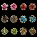 KZ002--12Pcs Small Set Antique Gold Colorful Rhinestone