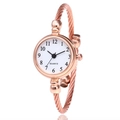 Montre à quartz élégante pour femme en or rose avec bracelet torsadé et cadran rond - Boîtier Doré Cadran Blanc