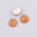 Macro detail of 10mm orange resin druzy cabochons with flat silver back for DIY jewelry - Orange Iridescent (10)