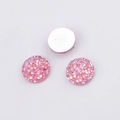 Macro detail of 10mm pink resin druzy cabochons with iridescent glitter for DIY jewelry - Pink Iridescent (1)