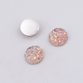 Close-up of 10mm pink resin druzy cabochons with sparkling crystals and silver flat back - Pink Iridescent (24)