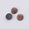 Macro detail of 10mm resin druzy cabochons showing textured glitter surface and flat back - Iridescent Purple Pink (5)
