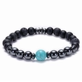 Armband aus Lavastein und Tigerauge mit blauen Perlen und Hämatit-Akzenten - Lavastein und Türkis Spleißstil / Hämatit-Stil