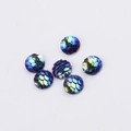Macro detail of 8mm round resin fish scale cabochons with iridescent AB rainbow effect - 8mm / AB Blue Green (No.11)