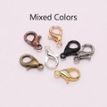 Detailed view of assorted alloy lobster clasps in mixed metallic finishes for jewelry DIY - Multicolor