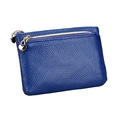 Blue lychee grain leather coin purse with heart-shaped gold zipper pull for women - Royal Blue
