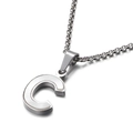 Collier minimaliste en acier inoxydable avec pendentif en nacre en forme de lettre C - Style C (KN81181-K)