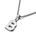 Collier en acier titane argenté avec un pendentif initial B en relief 3D élégant - Style B (KN81180-K)