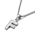 Collier minimaliste argenté avec pendentif lettre F et incrustation en nacre blanche - Style F (KN81184-K)