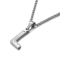 Collier minimaliste en acier argenté avec pendentif L et incrustation de nacre - Style L (KN81190-K)