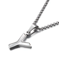 Collier minimaliste en acier titane argenté avec pendentif lettre Y incrusté de nacre blanche - Style Y (KN81203-K)