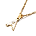 Collana in acciaio inossidabile dorato con pendente lettera A in conchiglia per donna - Lettera A (KN81205-K)