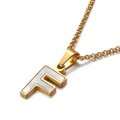 Collana elegante in acciaio inossidabile dorato con pendente lettera F in madreperla - Lettera F (KN81210-K)