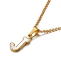 Collana in acciaio dorato con ciondolo lettera J e inserto in madreperla bianca - Lettera J (KN81214-K)