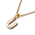 Elegante collana in acciaio dorato con pendente lettera U e intarsio in conchiglia bianca - Lettera U (KN81225-K)