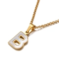 Gouden roestvrijstalen ketting met een schelp-ingelegde hoofdletter B als hanger - Letter B (KN81206-K)