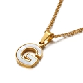 Collana in acciaio inossidabile dorato con ciondolo lettera G in madreperla - Lettera G (KN81211-K)