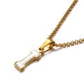 Elegante collana in acciaio dorato con ciondolo a lettera I intarsiato in conchiglia - Lettera I (KN81213-K)