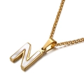 Collana dorata in acciaio con pendente lettera N e inserto in madreperla bianca - Lettera N (KN81218-K)