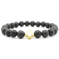Lava rock bead bracelet with a gold cross charm on a clean white background - Gold Cross / Gold