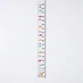 Kids wall height chart with colorful clouds and train illustration on white canvas - Train Style