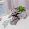 Grey pineapple grid teddy bear plush pendant with brown ribbon bow accessory - Light Gray