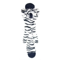 Zebra pattern plush squeaky dog toy in flat long shape for pet chewing and tugging - Zebra