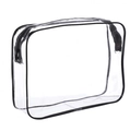 Waterproof clear PVC toiletry bag with black trim and zipper for travel storage - 15 Wire Large 25*6*19 / Black