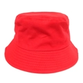 Detailed view of the red cotton bucket hat's crown and high-quality stitching detail - Red