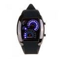 Creative racing car dashboard LED digital watch with black silicone strap and metal case - Black Case Black Strap Blue LED