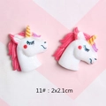 Detail of glitter resin unicorn charms with pink mane for DIY hair clips and shoes - Size 11